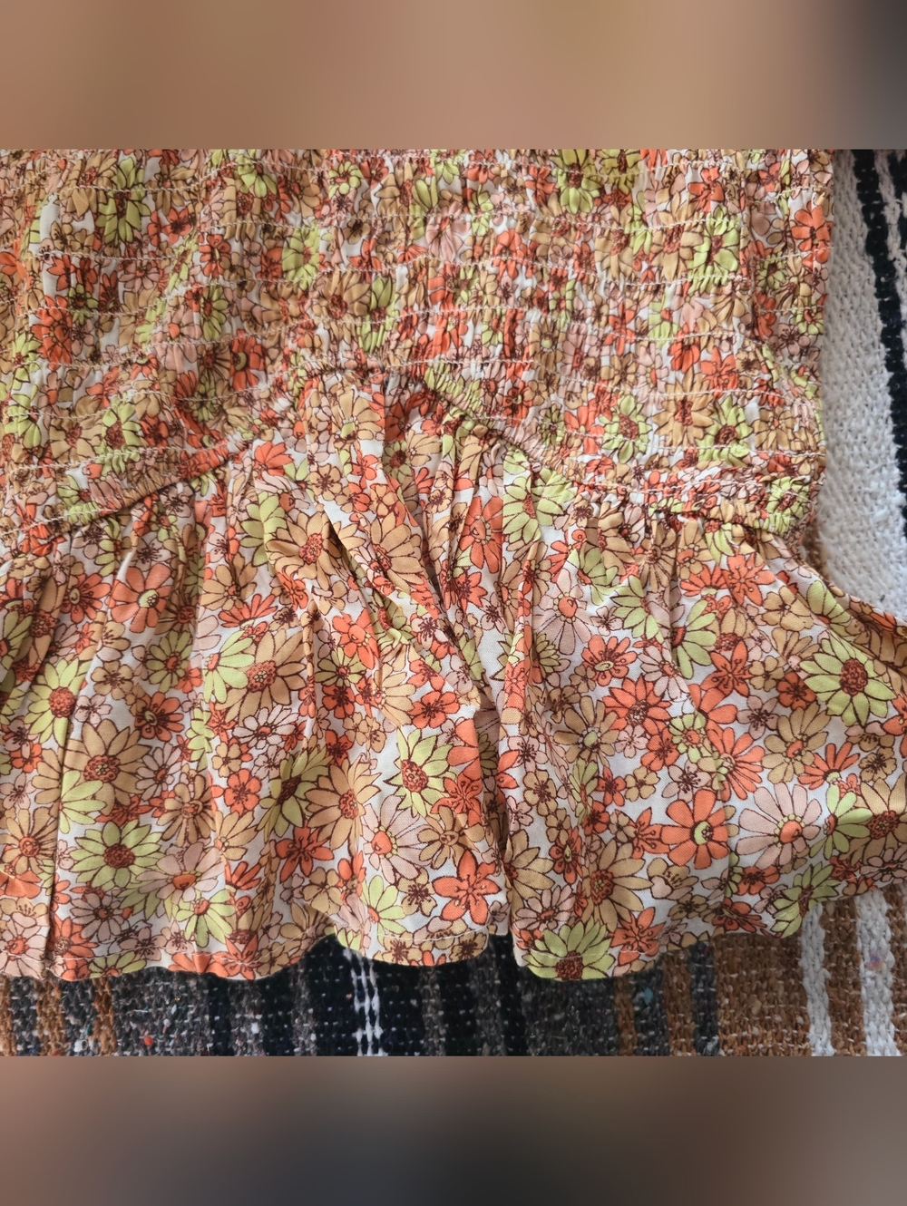 Floral Peplum Top Flutter Sleeve - Picture 2 of 8